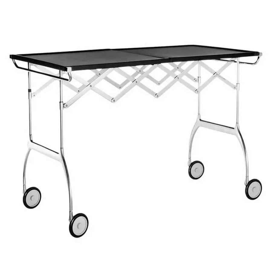 Kitchen Carts & Trolleys * | Kartell Battista Folding Serving Trolley/Side Table, Black Chrome