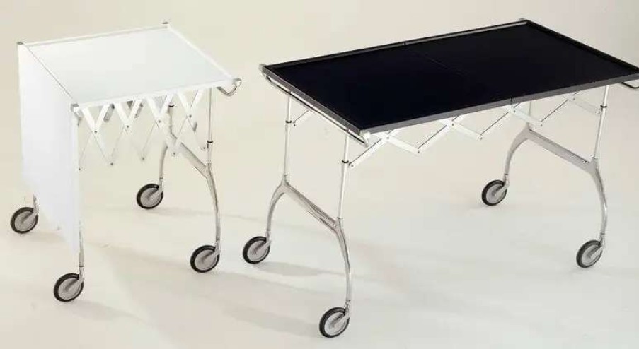 Kitchen Carts & Trolleys * | Kartell Battista Folding Serving Trolley/Side Table, Black Chrome