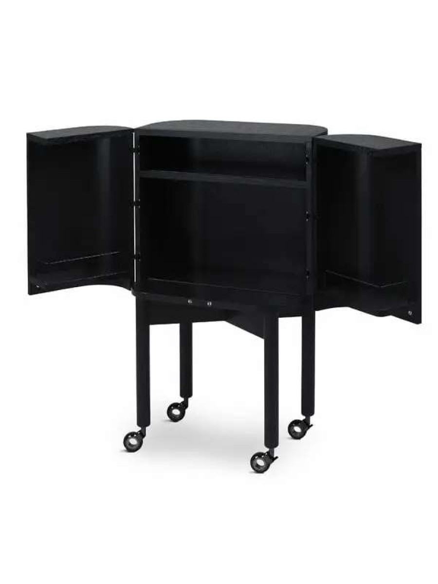 Kitchen Carts & Trolleys * | Northern Loud Bar Cabinet, Black Oak