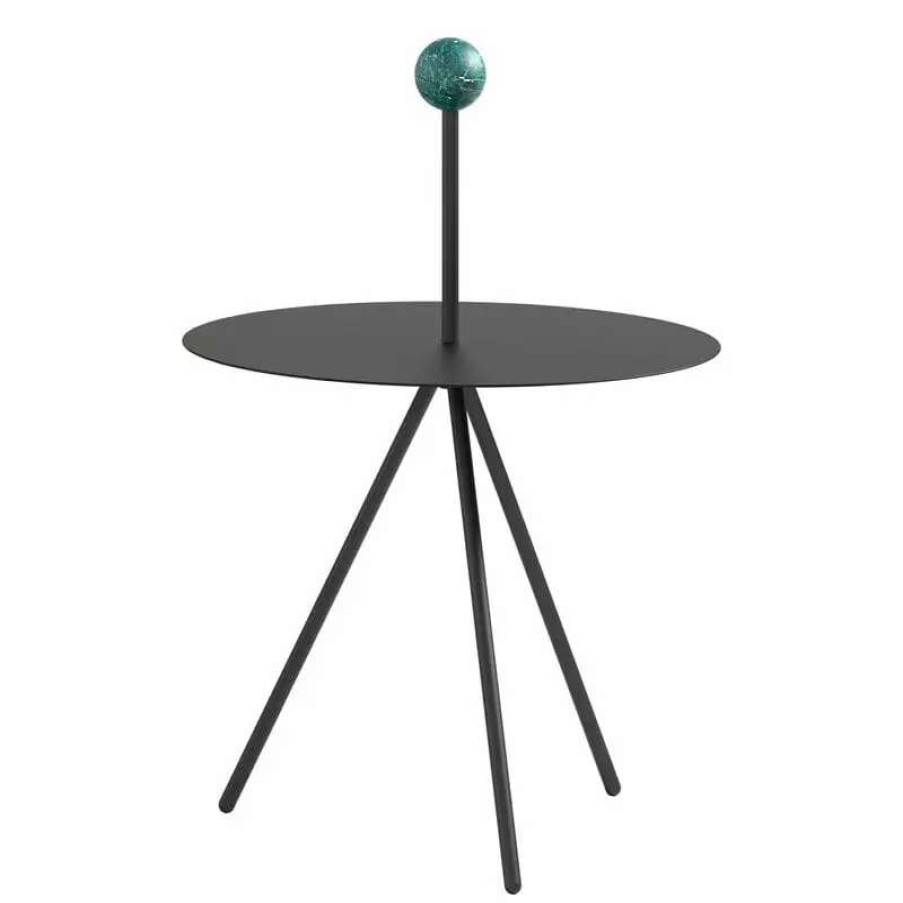 Side & End Tables * | Viccarbe Trino Table, Black Green Marble Handle