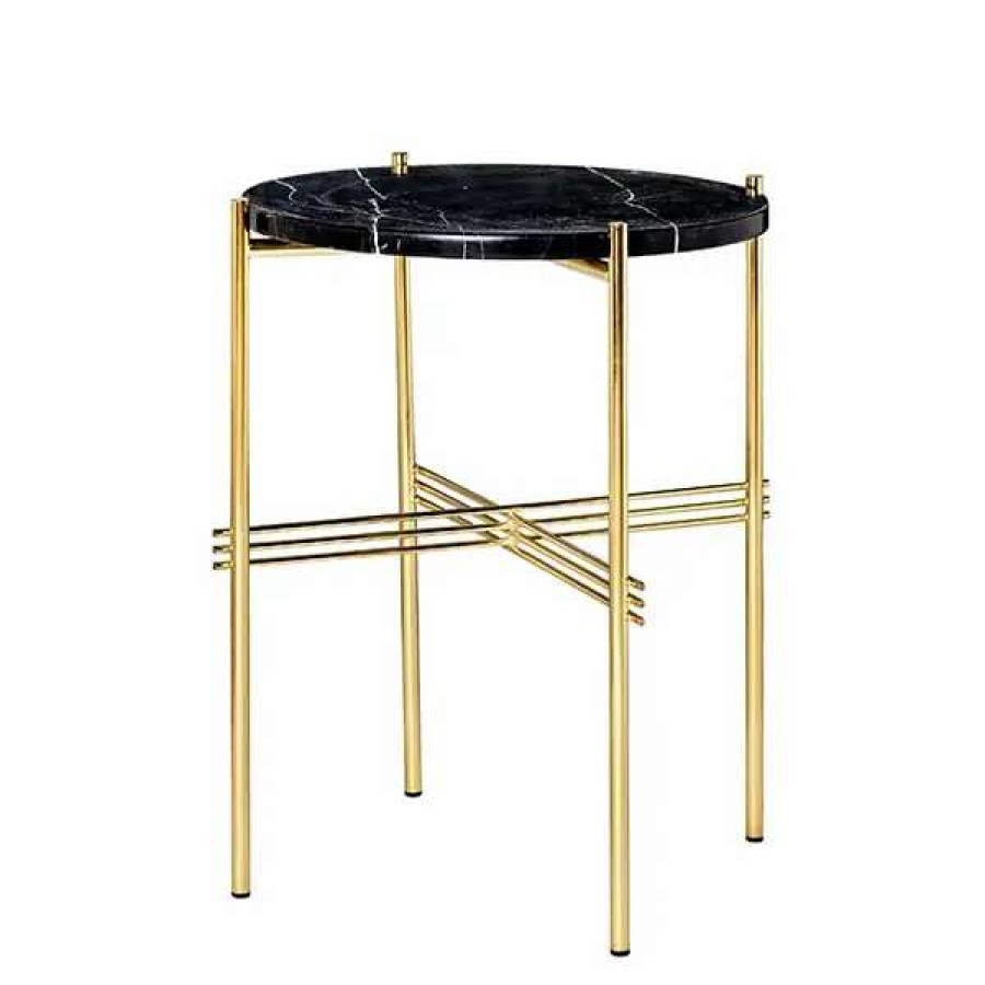 Coffee Tables * | Gubi Ts Coffee Table, 40 Cm, Brass Black Marble