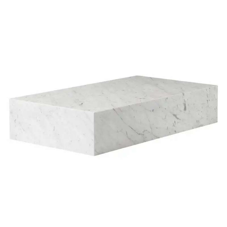 Coffee Tables * | Menu Plinth Grand Table, White Carrara Marble