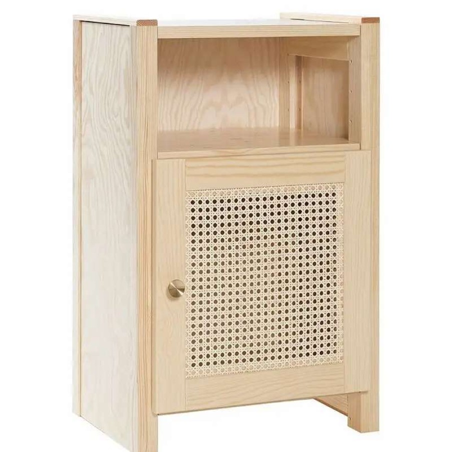 Nightstands * | Lundia Classic Nightstand With Door, Pine Rattan