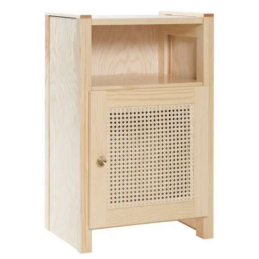 Nightstands * | Lundia Classic Nightstand With Door, Pine Rattan