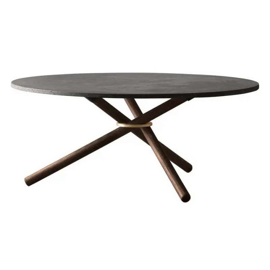 Coffee Tables * | Eberhart Furniture Bertha Coffee Table, 90 Cm, Dark Concrete Dark Oak