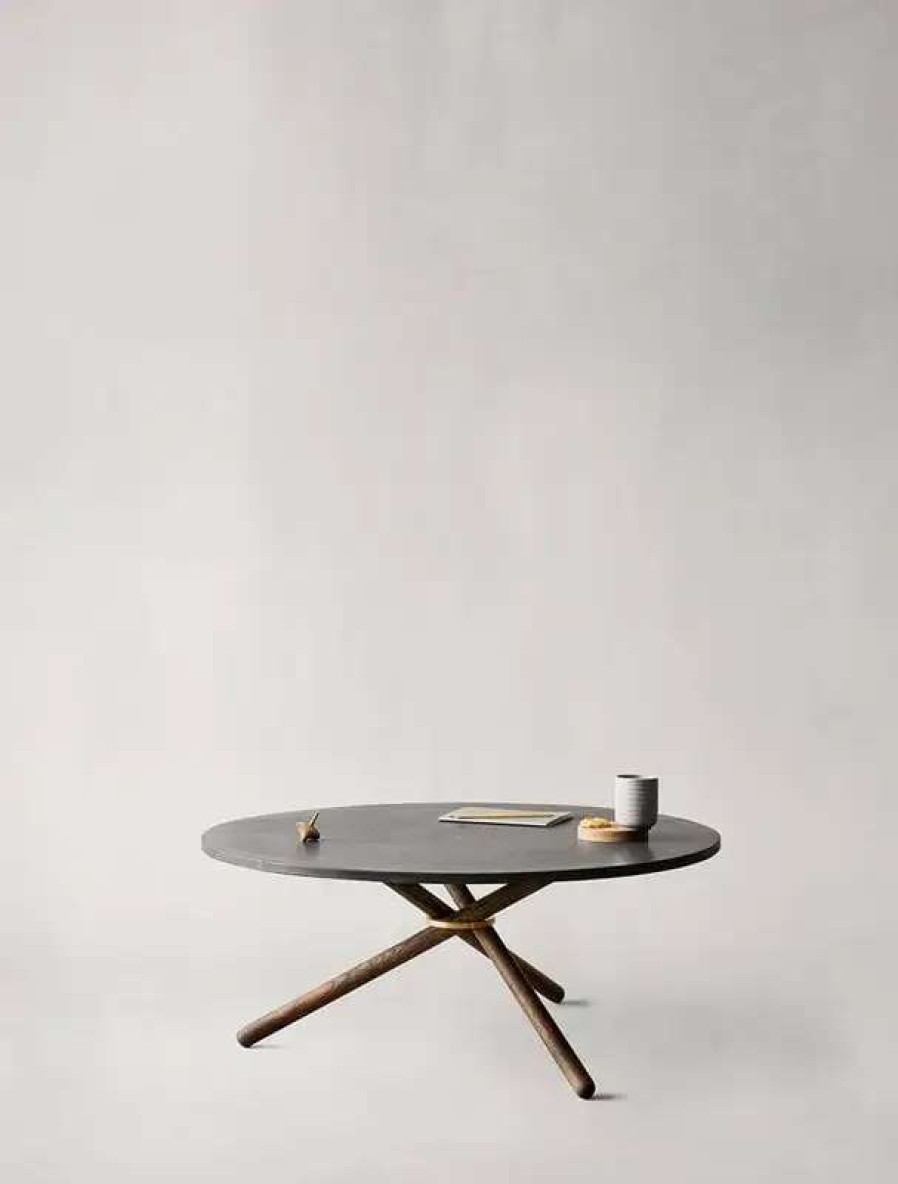 Coffee Tables * | Eberhart Furniture Bertha Coffee Table, 90 Cm, Dark Concrete Dark Oak