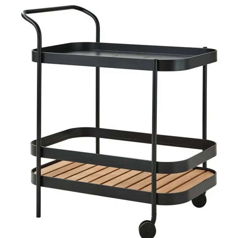 Kitchen Carts & Trolleys * | Cane-Line Roll Bar Trolley, Teak Lava Grey