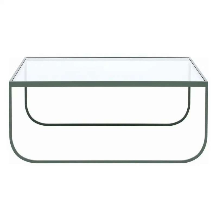 Coffee Tables * | Asplund Tati Coffee Table, 90 Cm, High, Green Khaki Clear Glass