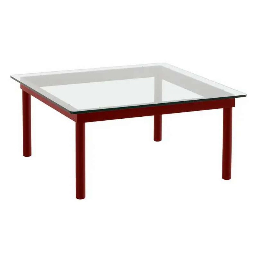 Coffee Tables * | Hay Kofi Table 80 X 80 Cm, Barn Red Lacquered Oak Clear Glass