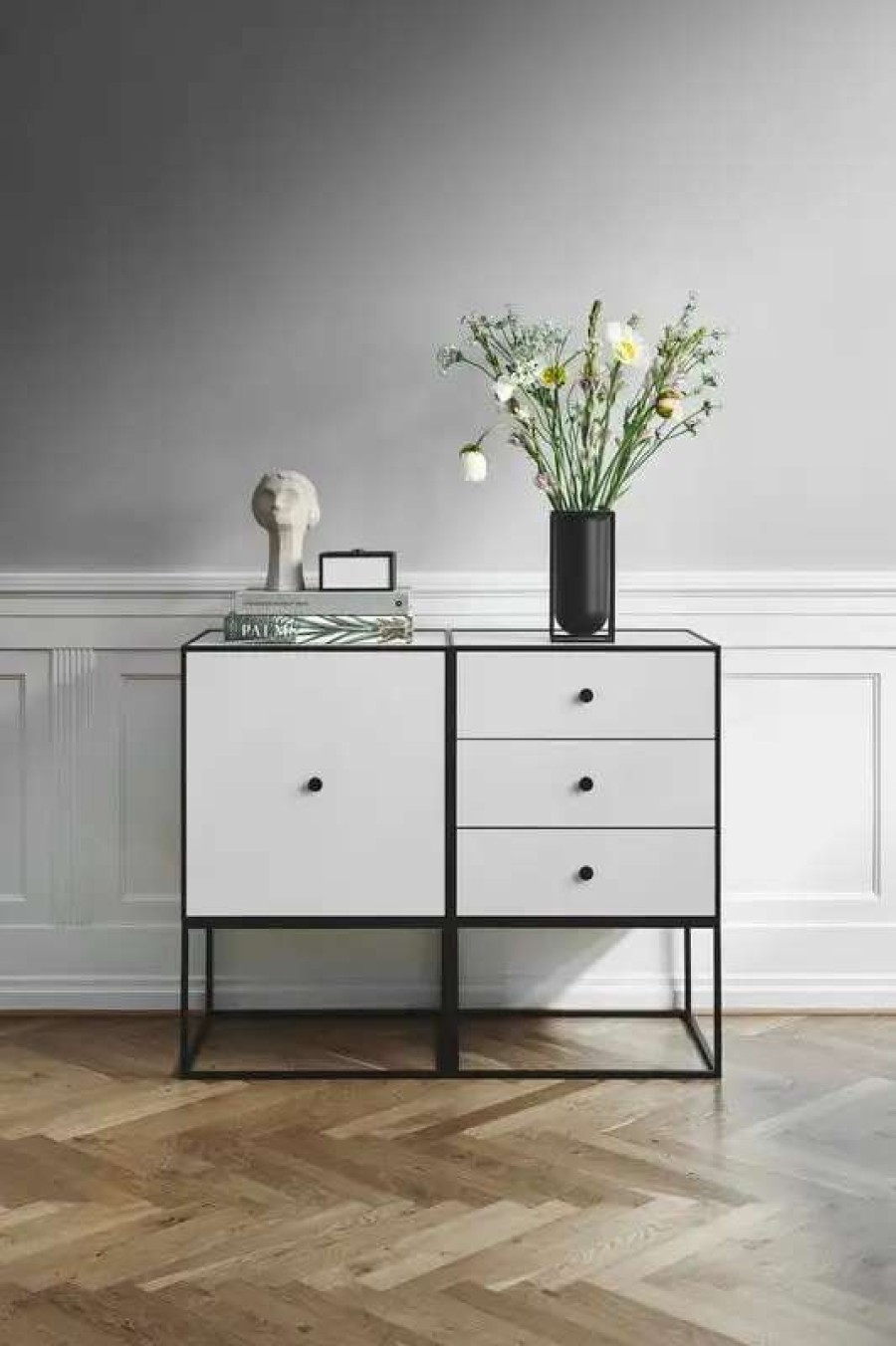 Side & End Tables * | By Lassen Frame 49 Sideboard With 3 Drawers, Light Grey