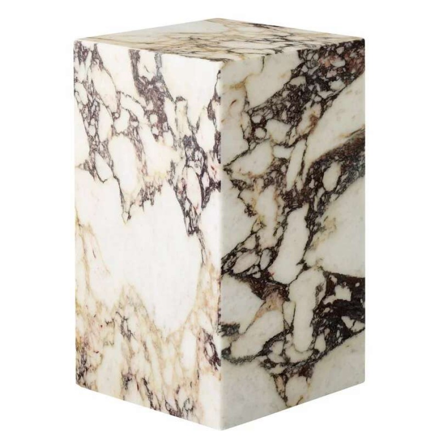 Side & End Tables * | Menu Plinth Table, High, Calacatta Viola Marble