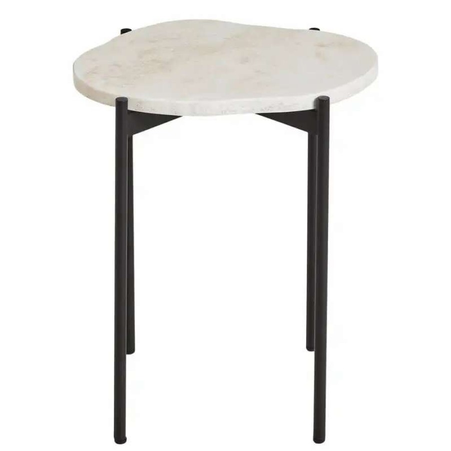 Side & End Tables * | Woud La Terra Occasional Table, S, Ivory Travertine Black