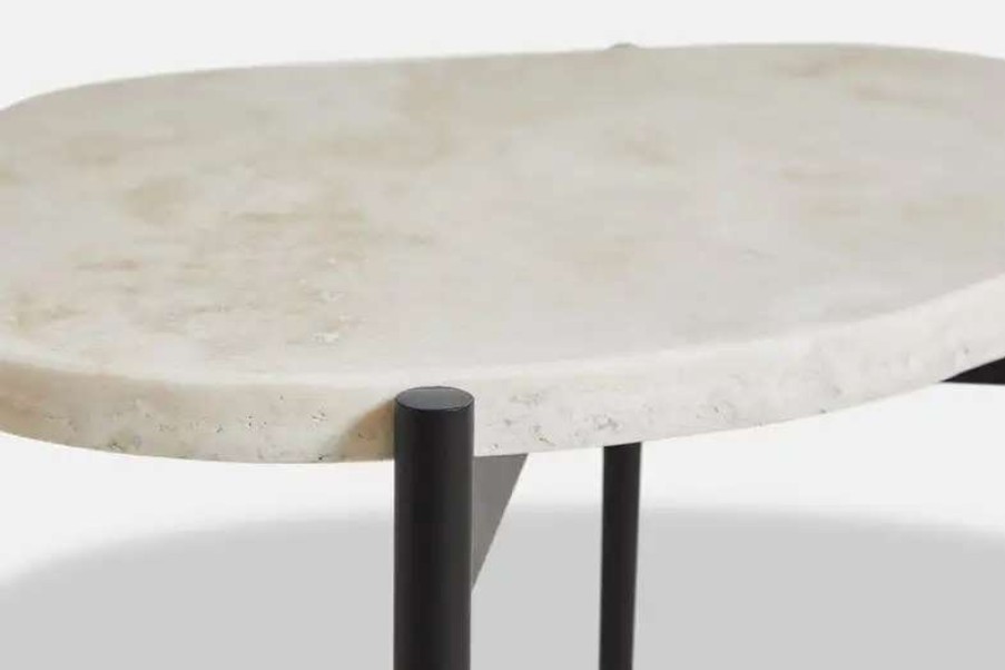 Side & End Tables * | Woud La Terra Occasional Table, S, Ivory Travertine Black