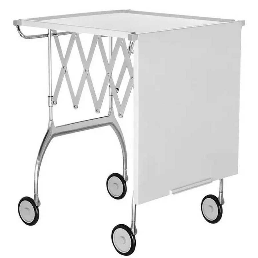 Kitchen Carts & Trolleys * | Kartell Battista Folding Serving Trolley/Side Table, White Chrome