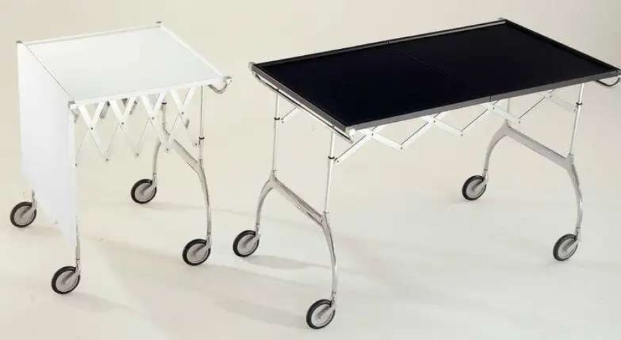 Kitchen Carts & Trolleys * | Kartell Battista Folding Serving Trolley/Side Table, White Chrome