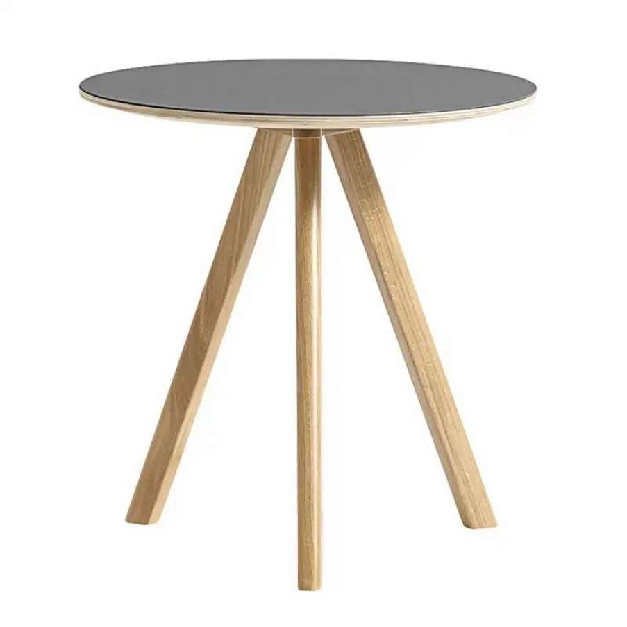 Side & End Tables * | Hay Cph20 Round Table, 50 Cm, Lacquered Oak Grey Lino