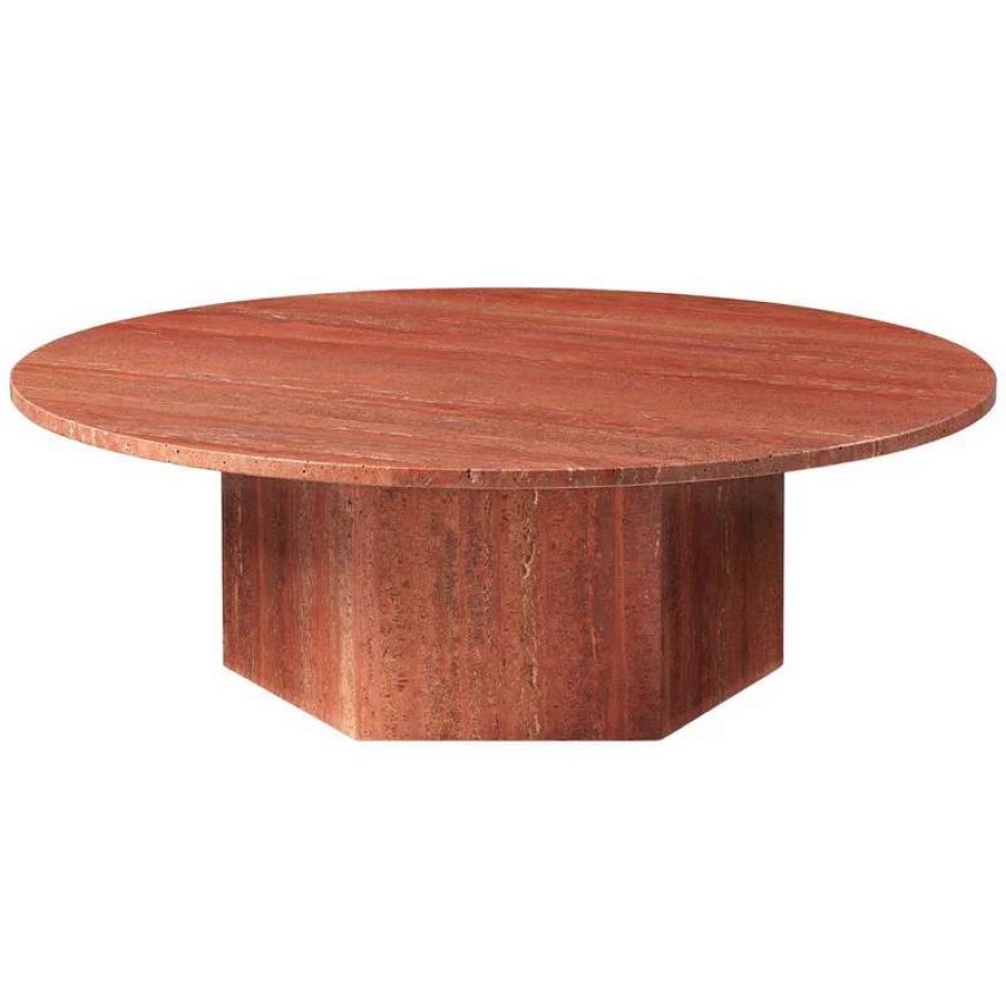 Coffee Tables * | Gubi Epic Coffee Table, Round, 110 Cm, Red Travertine