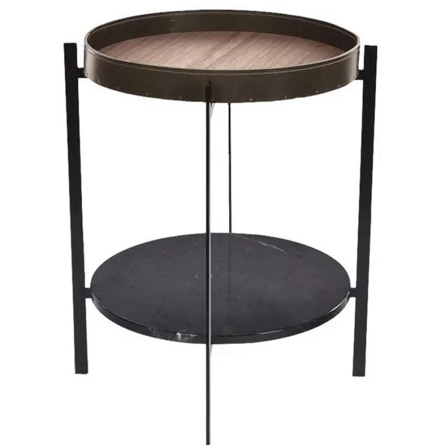 Side & End Tables * | Ox Denmarq Deck Table 50 Cm, Walnut Black Marble