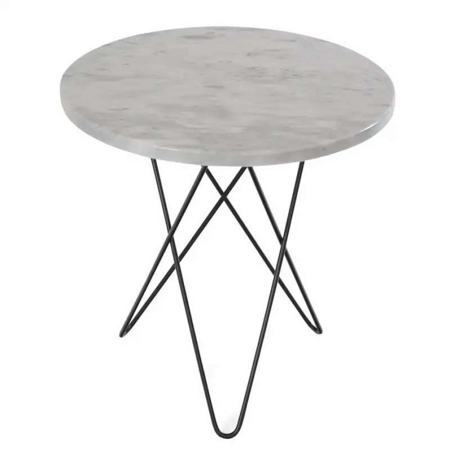 Coffee Tables * | Ox Denmarq Tall Mini O Table, Black White Marble