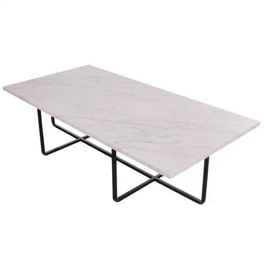 Coffee Tables * | Ox Denmarq Ninety Table, Large, White Marble Black