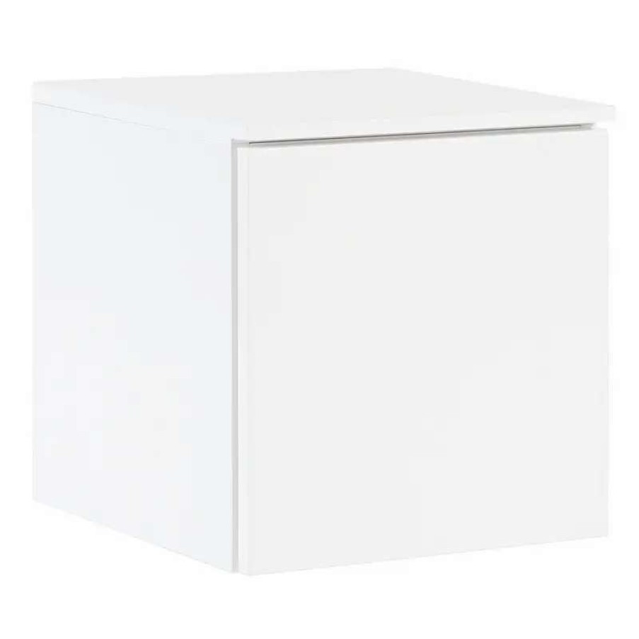 Nightstands * | Lundia Fuuga Nightstand With Drawer, Wall Mounting, White