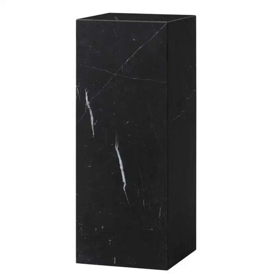 Side & End Tables * | Menu Plinth Pedestal Stand, Black Marquina Marble