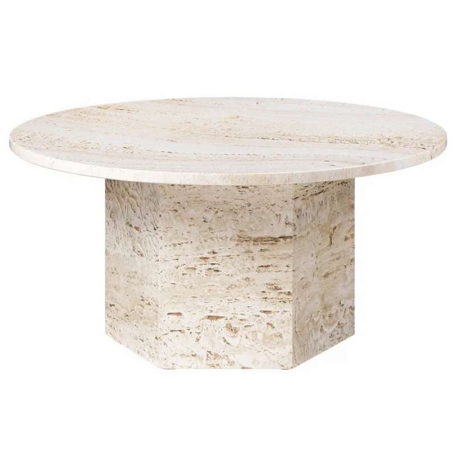 Coffee Tables * | Gubi Epic Coffee Table, Round, 80 Cm, White Travertine