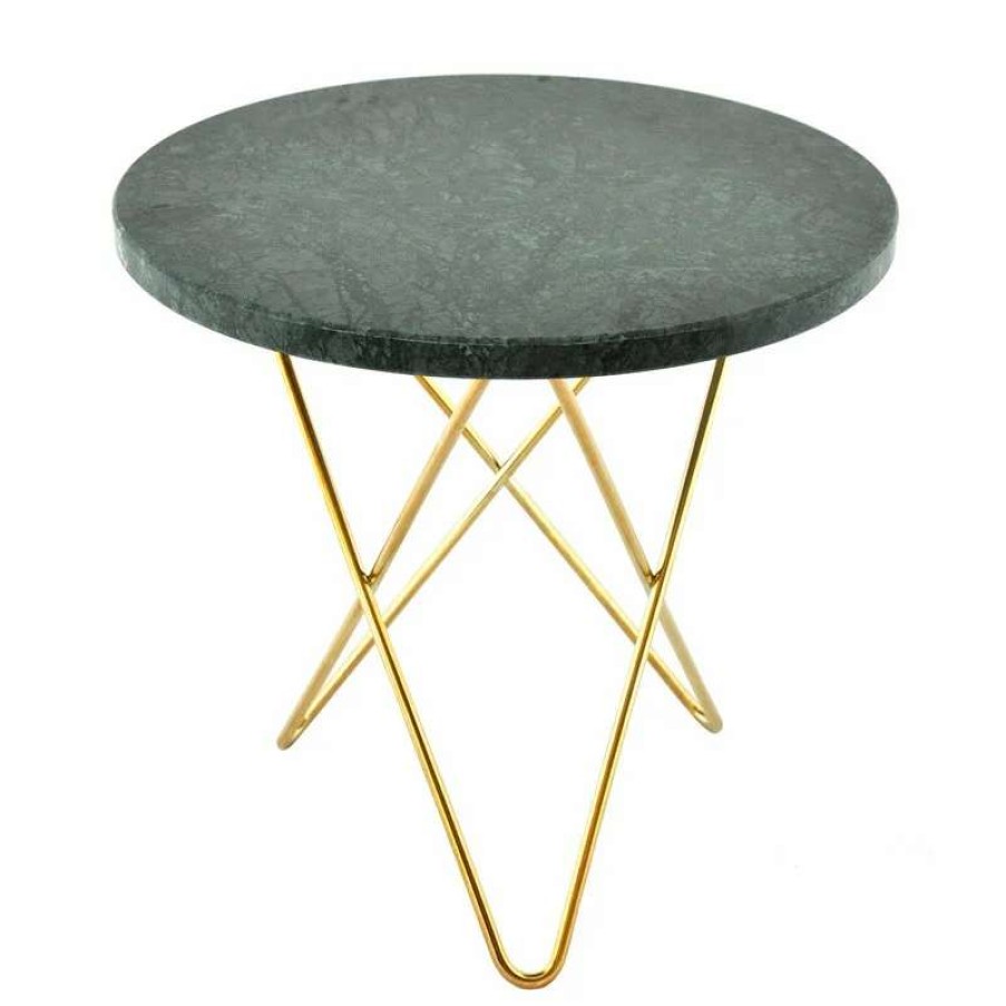 Coffee Tables * | Ox Denmarq Mini O Table, Brass Green Marble