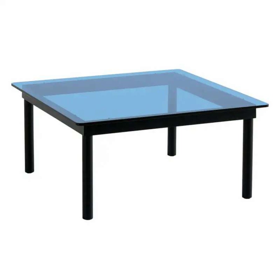 Coffee Tables * | Hay Kofi Table 80 X 80 Cm, Black Lacquered Oak Blue Glass