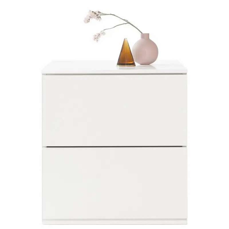 Nightstands * | Lundia Fuuga Nightstand With Two Drawers, White