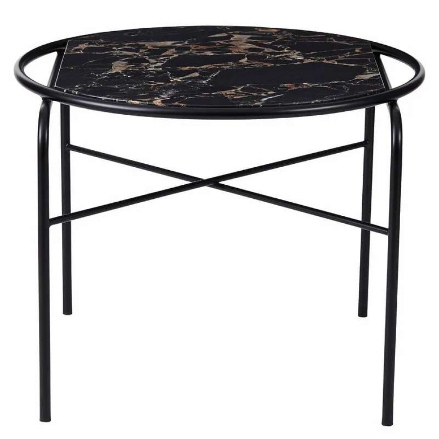 Coffee Tables * | Warm Nordic Secant Coffee Table, Round, Black Gold Marble