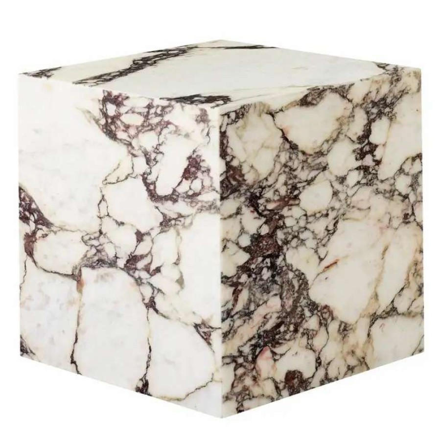 Coffee Tables * | Menu Plinth Table, Cube, Calacatta Viola Marble