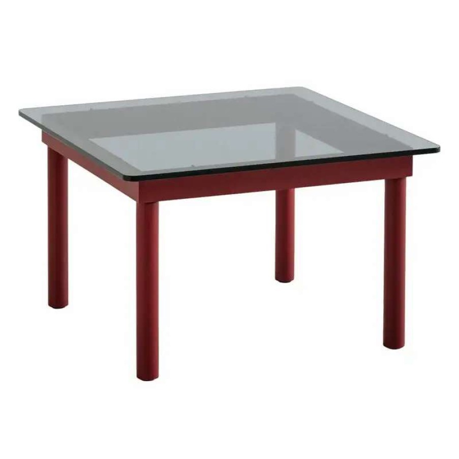 Coffee Tables * | Hay Kofi Table 60 X 60 Cm, Barn Red Lacquered Oak Grey Glass