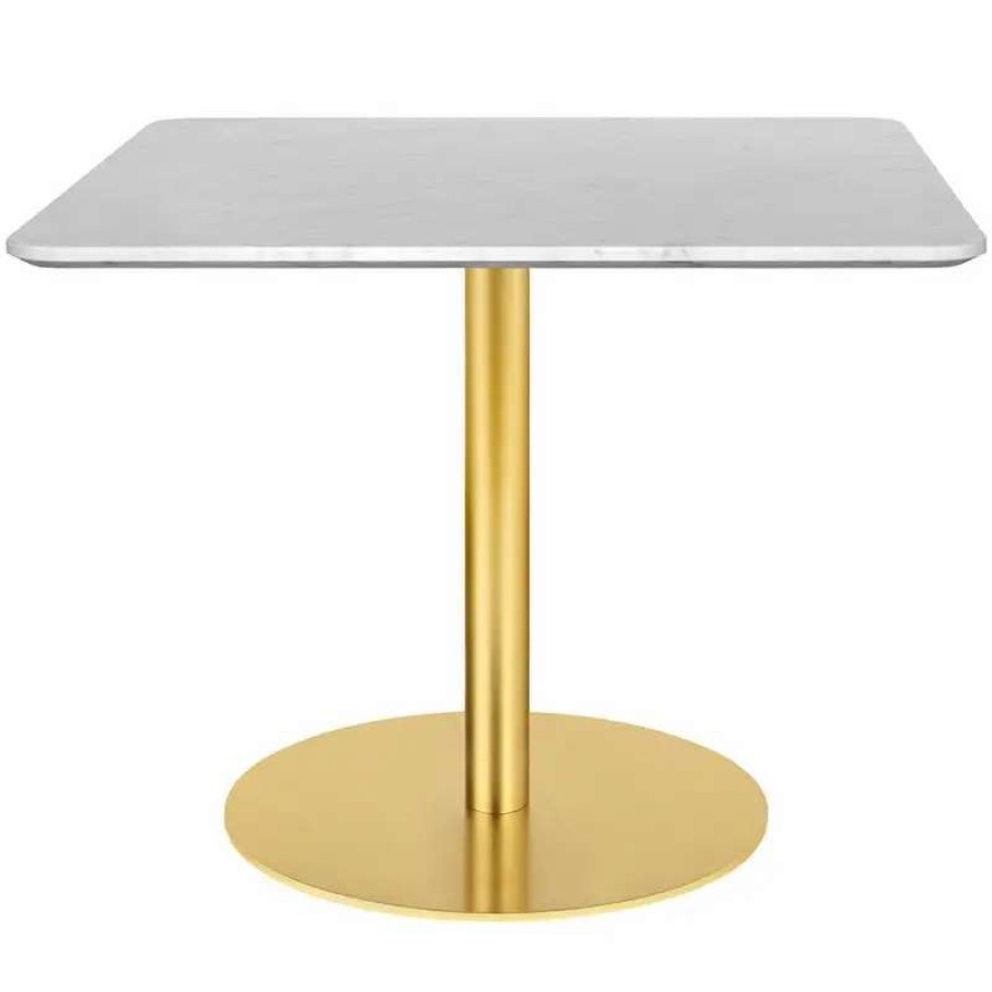 Coffee Tables * | Gubi Gubi 1.0 Lounge Table, 80 80 Cm, Brass White Marble