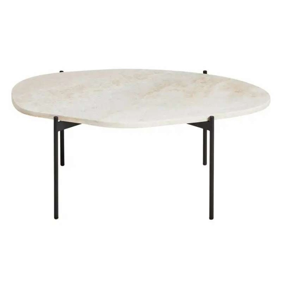 Side & End Tables * | Woud La Terra Occasional Table, L, Ivory Travertine Black