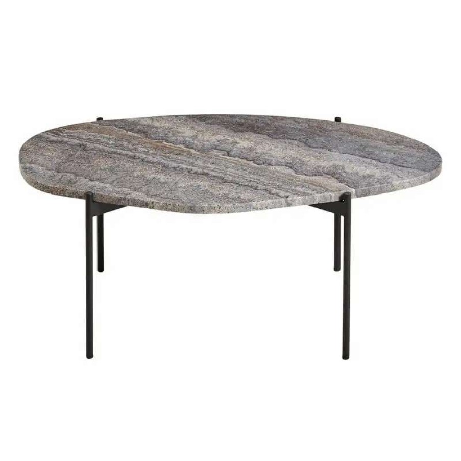 Side & End Tables * | Woud La Terra Occasional Table, L, Grey Melange Travertine Black