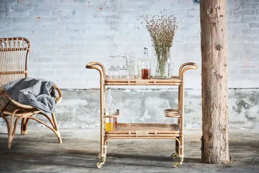 Kitchen Carts & Trolleys * | Sika-Design Carlo Exterior Bar Trolley, Natural