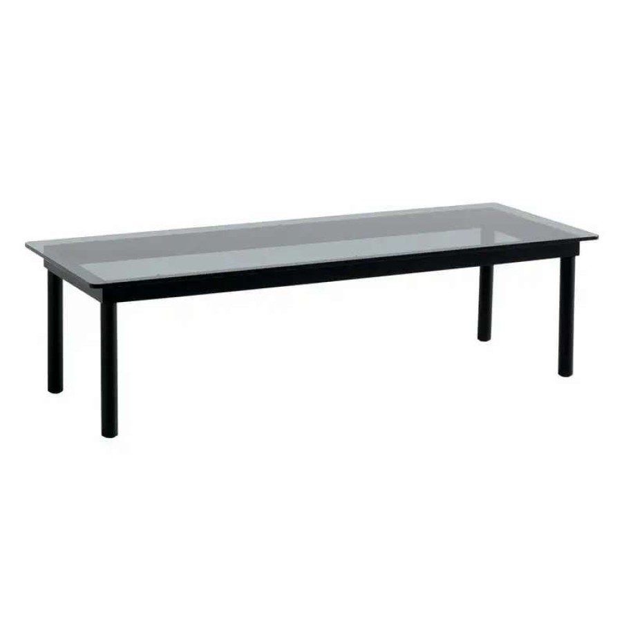 Coffee Tables * | Hay Kofi Table 140 X 50 Cm, Black Lacquered Oak Grey Glass