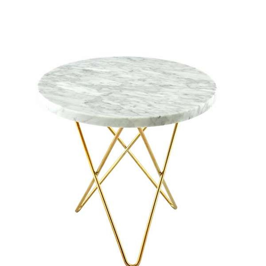 Coffee Tables * | Ox Denmarq Mini O Table, Brass White Carrara