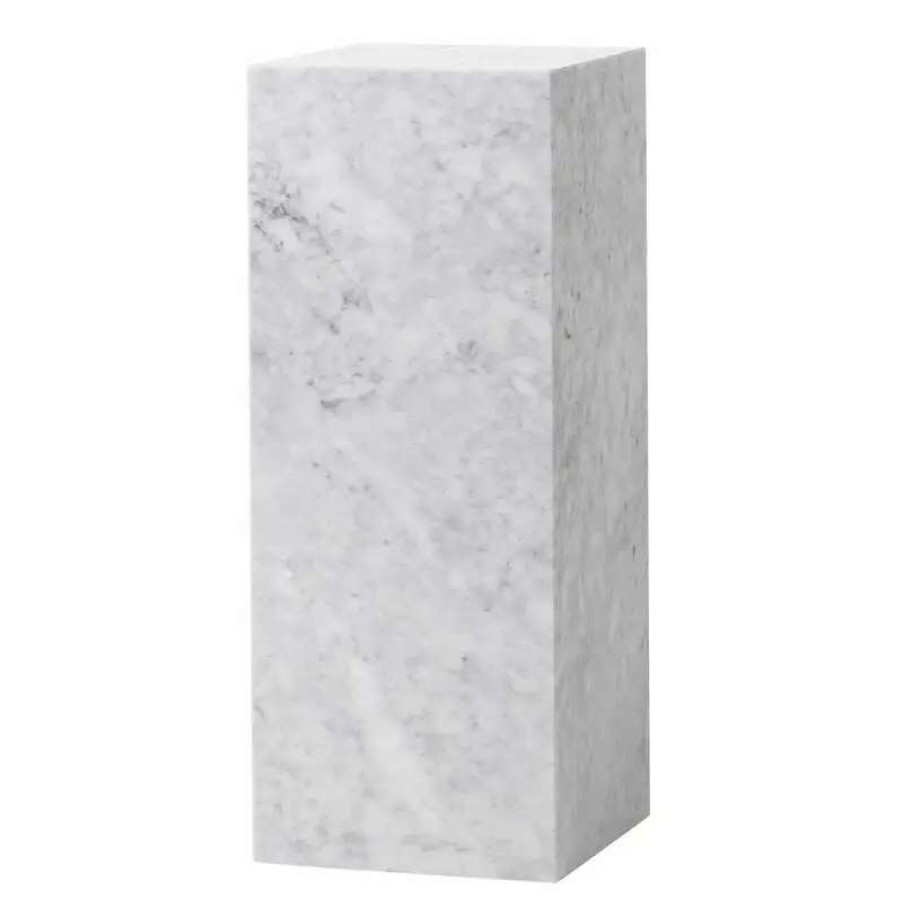 Side & End Tables * | Menu Plinth Pedestal Stand, White Carrara Marble